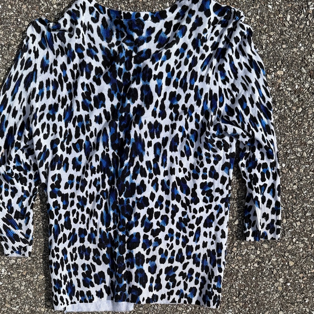 White House Black Market Leopard Print Button-Down Sweater - Picture 5 of 5
